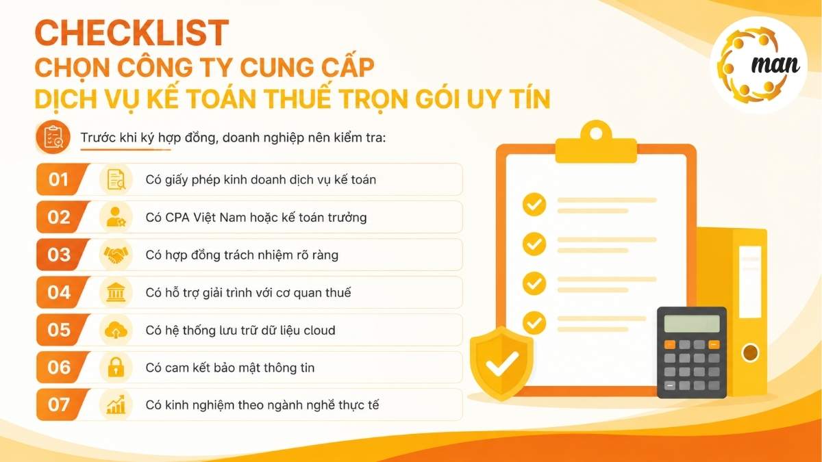 Checklist chọn công ty cung cấp dịch vụ kế toán thuế trọn gói uy tín