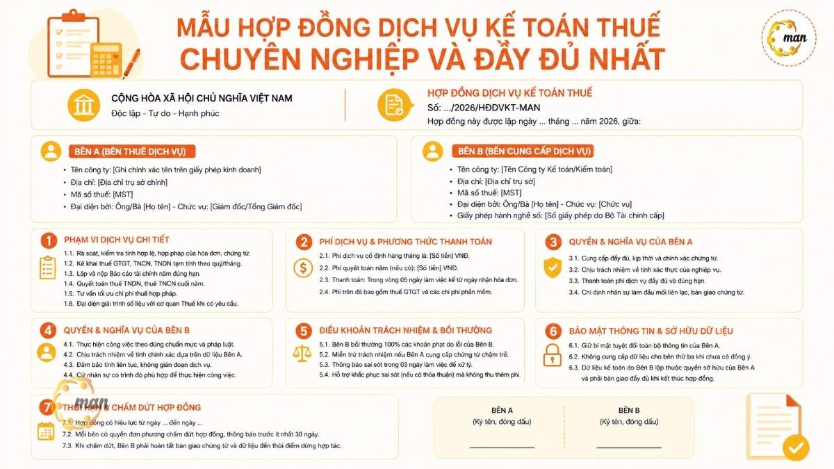 Mẫu hợp đồng dịch vụ kế toán thuế chuyên nghiệp và đầy đủ nhất