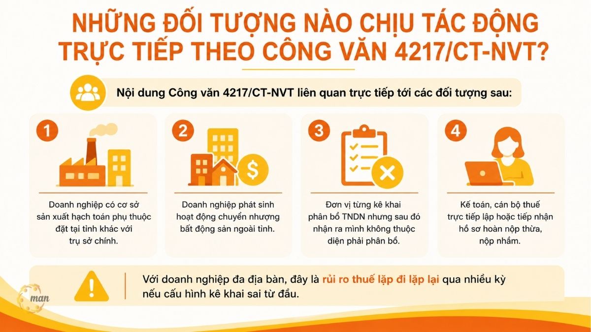 Những đối tượng nào chịu tác động trực tiếp theo Công văn 4217/CT-NVT?