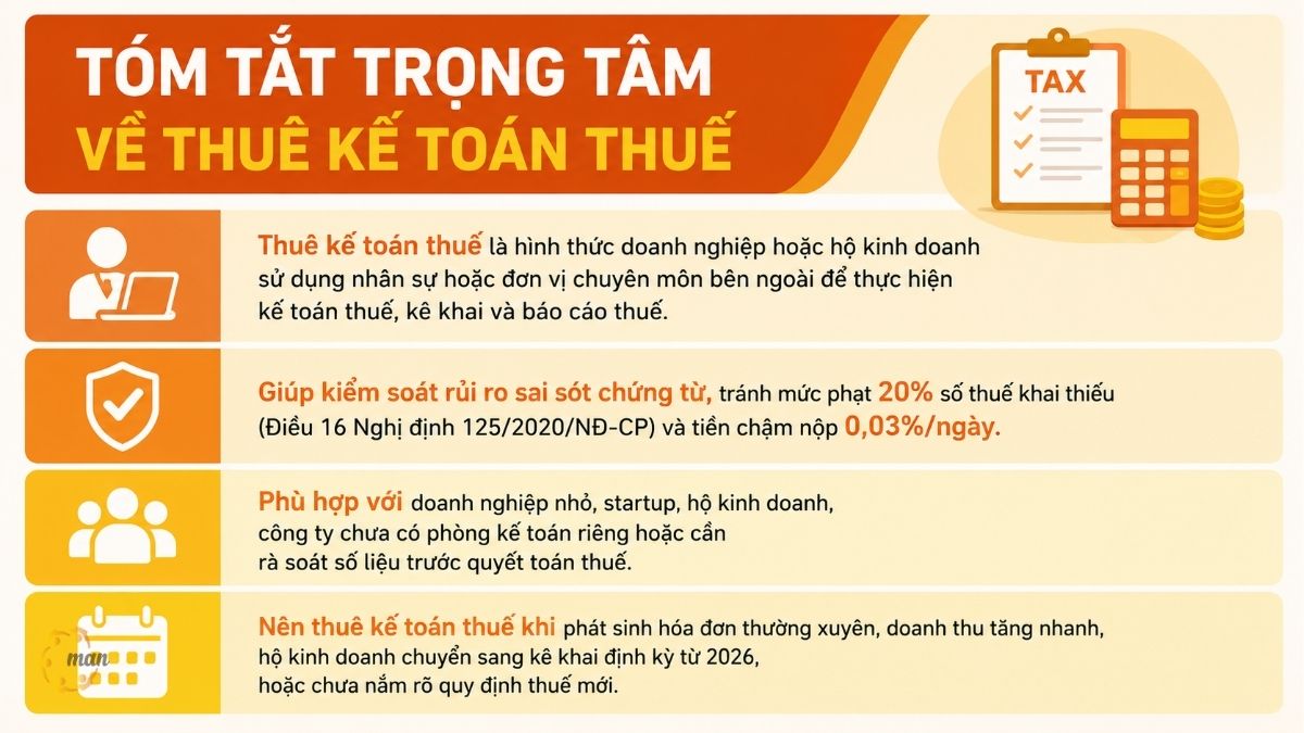 Tóm tắt trọng tâm về thuê kế toán thuế