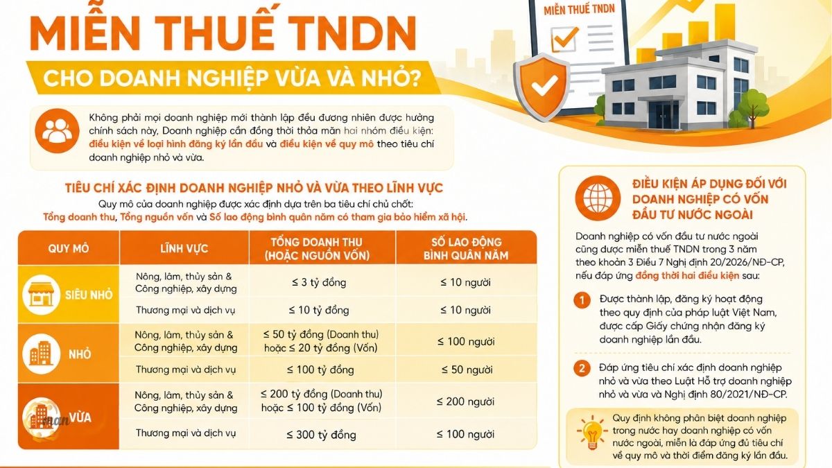 Đối tượng nào được áp dụng miễn thuế TNDN cho doanh nghiệp vừa và nhỏ?