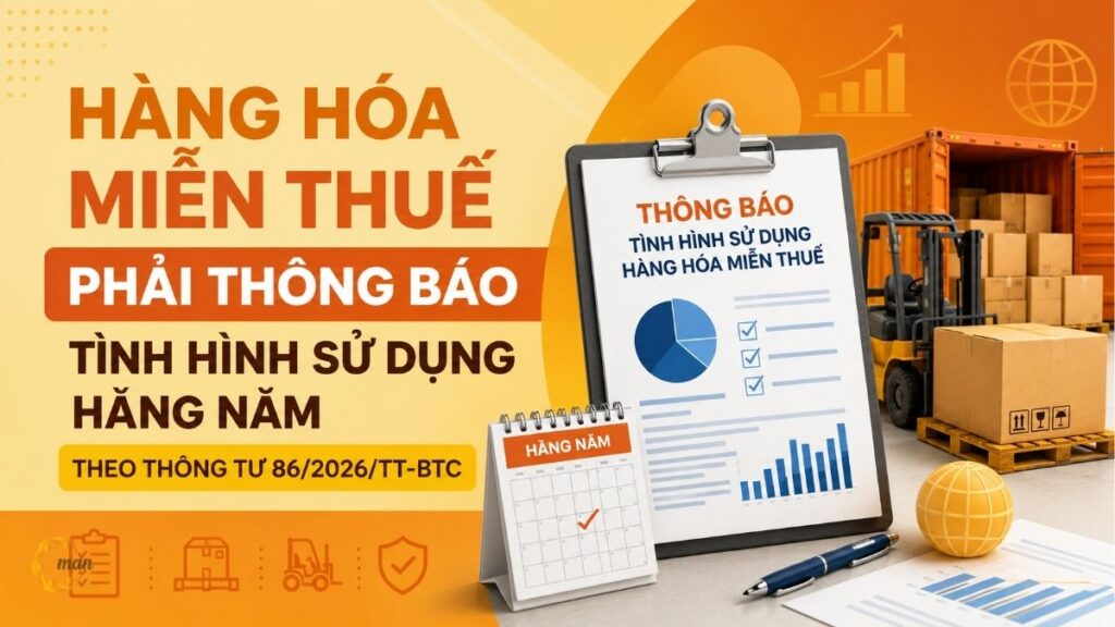 Hàng hóa miễn thuế phải thông báo tình hình sử dụng hằng năm theo Thông tư 86/2026/TT-BTC