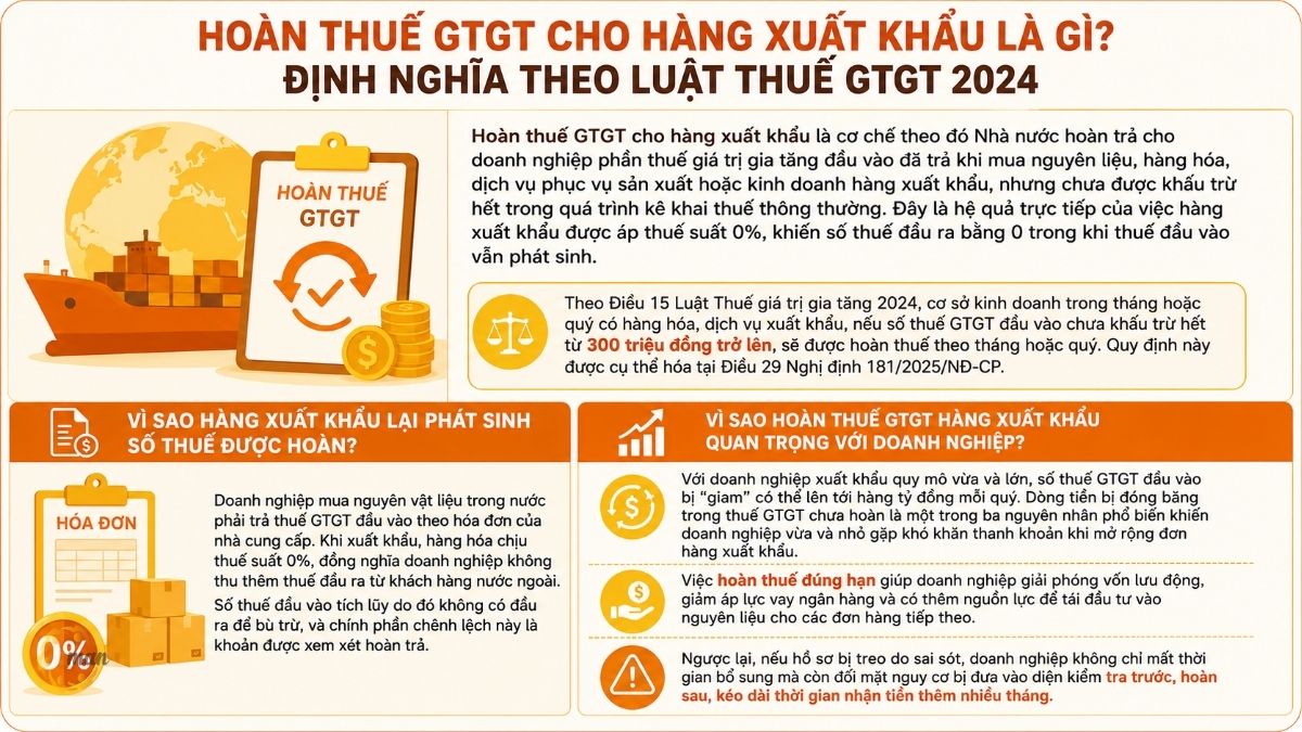 Hoàn thuế GTGT cho hàng xuất khẩu là gì? Định nghĩa theo Luật Thuế GTGT 2024