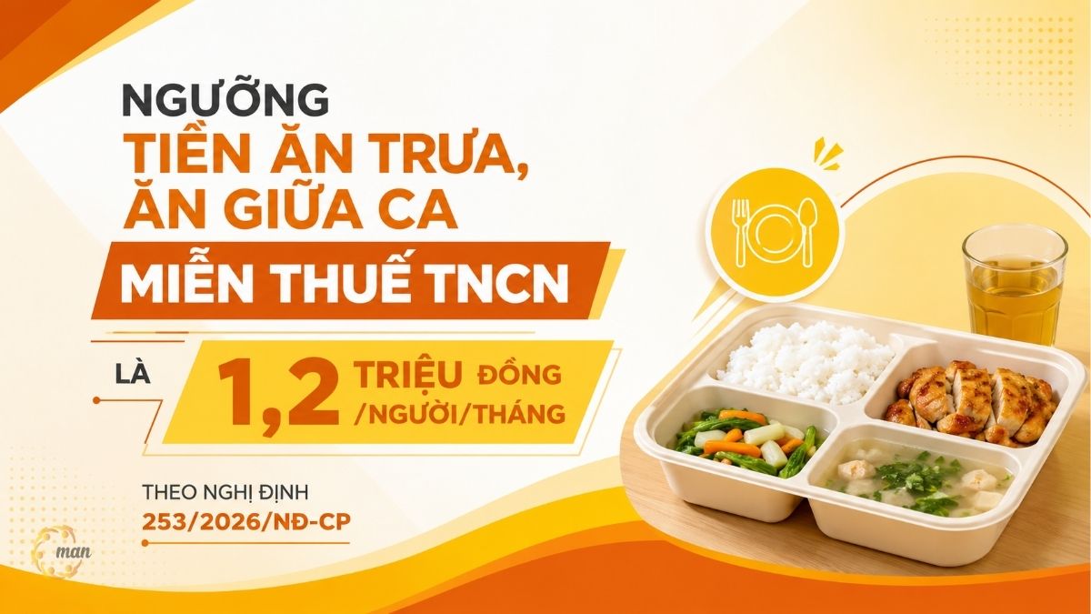 Ngưỡng tiền ăn trưa, ăn giữa ca miễn thuế TNCN là 1,2 triệu đồng/người/tháng