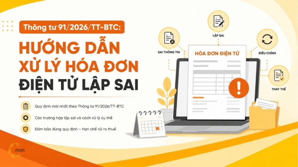 Thông tư 91/2026/TT-BTC: Hướng dẫn xử lý hóa đơn điện tử lập sai