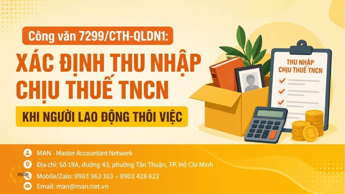 Công văn 7299/CTH-QLDN1: Xác định thu nhập chịu thuế TNCN khi người lao động thôi việc
