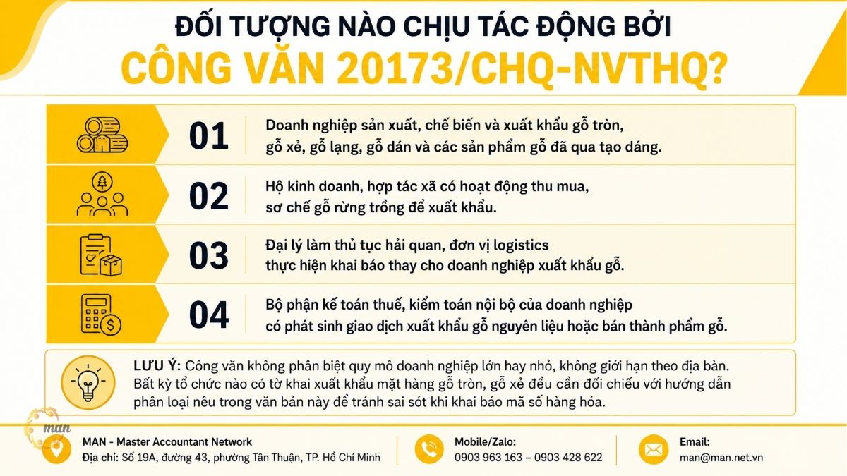 Đối tượng nào chịu tác động bởi Công văn 20173/CHQ-NVTHQ?
