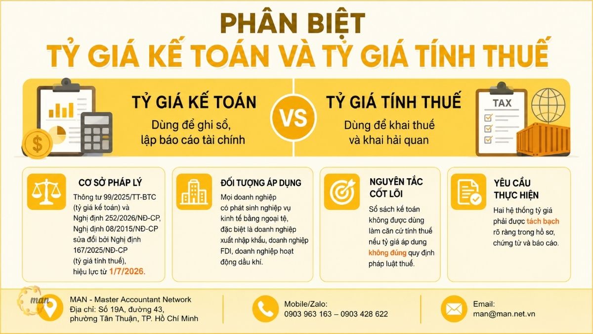Tóm tắt trọng tâm về phân biệt tỷ giá kế toán và tỷ giá tính thuế