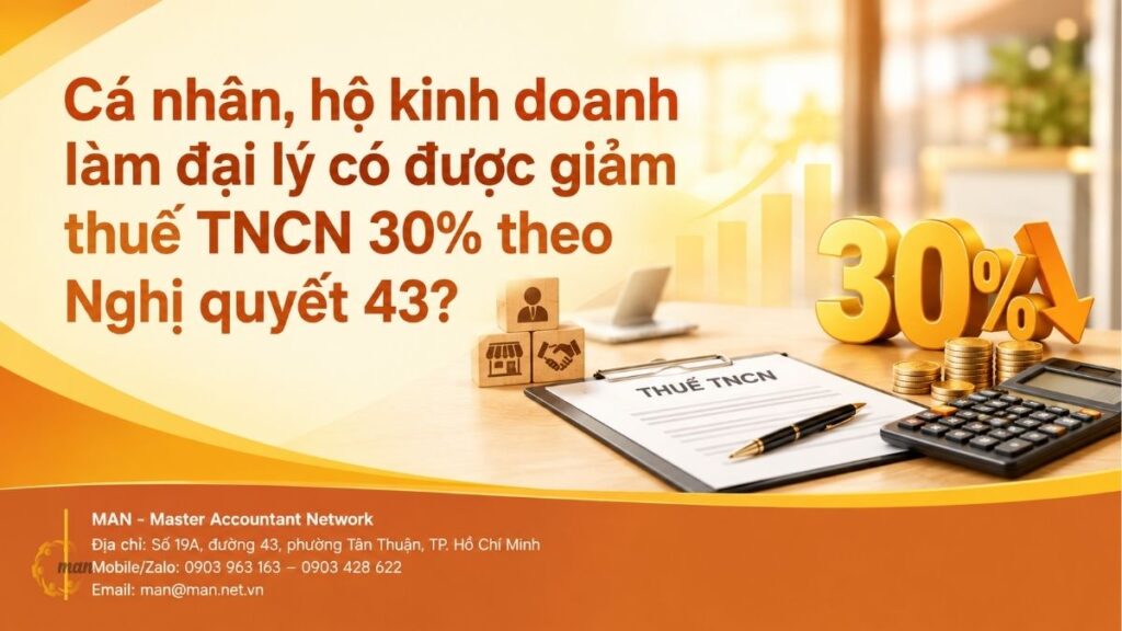 Cá nhân, hộ kinh doanh làm đại lý có được giảm thuế TNCN 30% theo Nghị quyết 43 hay không?