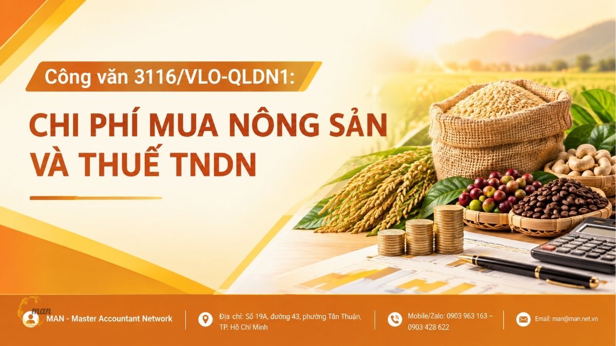 Công văn 3116/VLO-QLDN1: Chi phí mua nông sản và thuế TNDN