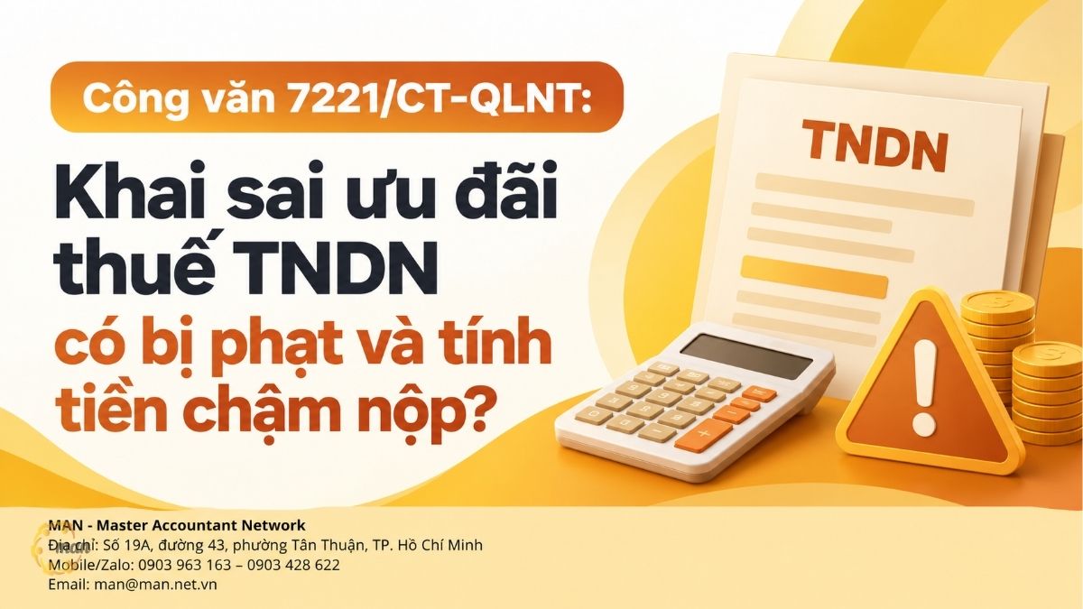 Công văn 7221/CT-QLNT: Khai sai ưu đãi thuế TNDN có bị phạt và tính tiền chậm nộp