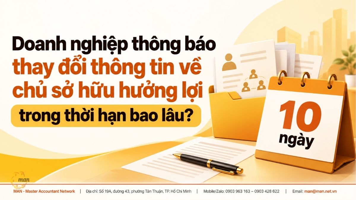 Doanh nghiệp thông báo thay đổi thông tin về chủ sở hữu hưởng lợi trong thời hạn bao lâu?