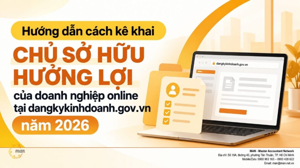 Hướng dẫn cách kê khai chủ sở hữu hưởng lợi của doanh nghiệp online 2026