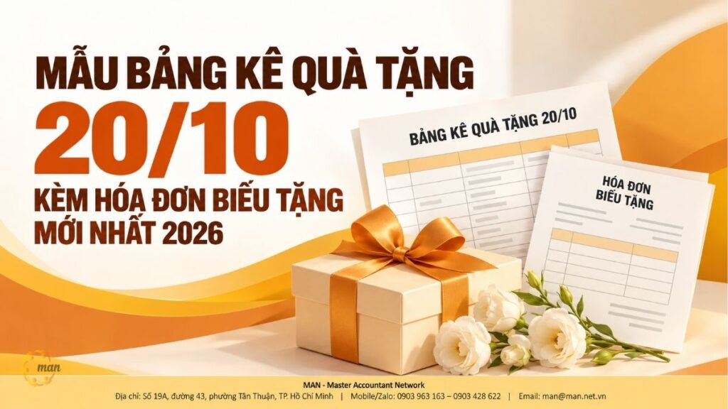 Mẫu Bảng kê quà tặng 20/10 kèm hóa đơn biếu tặng mới nhất 2026